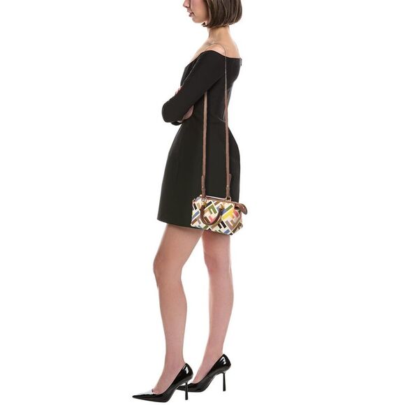 Fendi By The Way Mini Ff Canvas & Leather Shoulder Bag, White - Picture 4 of 5